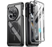 Poetic Guardian Case Compatible with OnePlus 12 5G (2024), Built-in Screen Protector 【Work with Fingerprint ID】, Full-Body Hybrid Shockproof Protective Rugged Clear Cover Case, Black/Clear