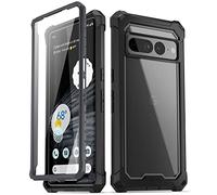 Poetic Guardian Case Compatible with Pixel 7 Pro 5G, Built-in Screen Protector Work with Fingerprint ID, Full Body Hybrid Shockproof Protective Rugged Clear Bumper Cover Case, Black/Clear