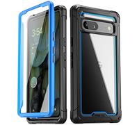 Poetic Guardian Case Compatible with Pixel 7A 5G, Built-in Screen Protector Work with Fingerprint ID, Full Body Hybrid Shockproof Protective Rugged Clear Bumper Cover Case, Blue/Clear