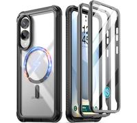Poetic Guardian Case for Galaxy S25 Edge 5G 6.7 inch (2025), [Magnetic Ring Stand] Built-in Screen Protector [Work with Fingerprint ID] Full Body Shockproof Rugged Clear Case, Black/Clear