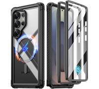 Poetic Guardian Case for Galaxy S25 Ultra 5G 6.9 inch (2025), [20FT Mil-Grade Drop Tested] Built-in Screen Protector [Work with Fingerprint ID] Full Body Shockproof Rugged Clear Case, Black/Clear