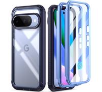Poetic Guardian Case for Google Pixel 10/10 Pro 5G, Built-in Screen Protector [Work with Fingerprint ID], [2 Front Frame] [Wireless Charge] Full Body Shockproof Rugged Clear Cover Case, Blue/Clear