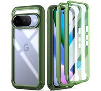 Poetic Guardian Case for Google Pixel 10/10 Pro 5G, Built-in Screen Protector [Work with Fingerprint ID], [2 Front Frame] [Wireless Charge] Full Body Shockproof Rugged Clear Cover Case, Green/Clear