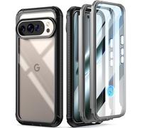 Poetic Guardian Case for Google Pixel 10 Pro XL 5G, Built-in Screen Protector [Work with Fingerprint ID], [2 Front Frame] [Wireless Charge] Full Body Shockproof Rugged Clear Cover Case, Black/Clear