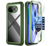 Poetic Guardian Case for Google Pixel 10A 5G (2026), Wireless Charge| Tempered Glass Screen Protector | 20FT Mil-Grade Drop Tested, Full Body Shockproof Rugged Clear Cover for Pixel 10A, Green/Clear