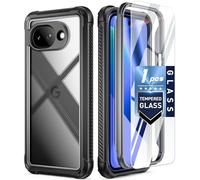 Poetic Guardian Case for Google Pixel 10A 5G (2026), Wireless Charge| Tempered Glass Screen Protector | 20FT Mil-Grade Drop Tested, Full Body Shockproof Rugged Clear Cover for Pixel 10A, Black/Clear