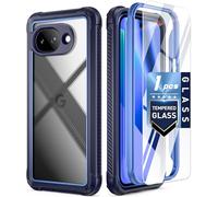 Poetic Guardian Case for Google Pixel 10A 5G (2026), Wireless Charge| Tempered Glass Screen Protector | 20FT Mil-Grade Drop Tested, Full Body Shockproof Rugged Clear Cover for Pixel 10A, Blue/Clear