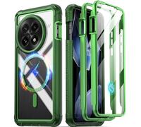 Poetic Guardian Case for OnePlus 13 5G, Built-in Screen Protector [Work with Fingerprint ID], [2 Front Frame] Full Body Shockproof Rugged Clear Cover Case, Green/Clear