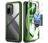 Poetic Guardian Case for OnePlus 15R 5G, 20FT Mil-Grade Drop Tested | Tempered Glass Screen Protector, Full Body Shockproof Rugged Clear Cover Case, Green/Clear