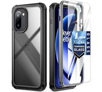 Poetic Guardian Case for OnePlus 15R 5G, 20FT Mil-Grade Drop Tested | Tempered Glass Screen Protector, Full Body Shockproof Rugged Clear Cover Case, Black/Clear