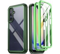 Poetic Guardian Case for Samsung Galaxy A25 5G, [2 Front Frame] [20 FT Mil-Grade Drop Tested] Full-Body Hybrid Shockproof Cover with Built-in Screen Protector, Green/Clear