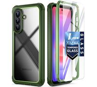 Poetic Guardian Case for Samsung Galaxy A37 5G, 20 FT Mil-Grade Drop Tested | Tempered Glass Screen Protector,Full-Body Hybrid Shockproof Cover with Screen Protector For Galaxy A37, Greeen/Clear