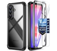 Poetic Guardian Case for Samsung Galaxy A37 5G, 20 FT Mil-Grade Drop Tested | Tempered Glass Screen Protector,Full-Body Hybrid Shockproof Cover with Screen Protector For Galaxy A37, Black/Clear