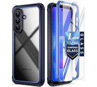 Poetic Guardian Case for Samsung Galaxy A57 5G, 20 FT Mil-Grade Drop Tested | Tempered Glass Screen Protector,Full-Body Hybrid Shockproof Cover with Screen Protector For Galaxy A57, Blue/Clear