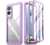 Poetic Guardian Case for Samsung Galaxy S25 Edge 5G 6.7" (2025) [20FT Mil-Grade Drop Tested], Built-in Screen Protector [Work with Fingerprint ID], Full Body Rugged Shockproof Clear Case, Purple/Clear