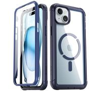 Poetic Guardian MagPro Case Compatible with iPhone 15 6.1 inch,[Compatible with MagSafe], Full-Body Hybrid Shockproof Protective Rugged Clear Cover Case with Built-in Screen Protector, Blue/Clear
