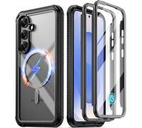 Poetic Guardian MagPro Case for Galaxy S25 5G 6.2" (2025), [20FT Mil-Grade Drop Tested] Built-in Screen Protector [Work with Fingerprint ID] Full Body Shockproof Rugged Clear Case, Black/Clear