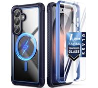 Poetic Guardian MagPro Case for Galaxy S26 6.3", MagSafe Compatible | 20FT Mil-Grade Drop Tested | 1 Tempered Glass Screen Protector, Full Body Shockproof Phone Clear Case for S26, Blue/Clear