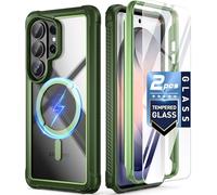 Poetic Guardian MagPro Case for Galaxy S26 Ultra 6.9", MagSafe Compatible | 20FT Mil-Grade Drop Tested | 2 Tempered Glass Screen Protector, Full Body Shockproof Phone Case for S26 Ultra, Green/Clear
