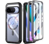 Poetic Guardian MagPro Case for Google Pixel 10/10 Pro 5G, [Compatible with MagSafe & Fingerprint ID], [2 Front Frame] Full-Body Shockproof Clear Cover with Built-in Screen Protector, Black/Clear