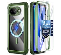 Poetic Guardian MagPro Case for Google Pixel 10A 5G, MagSafe Compatible | 20FT Mil-Grade Drop Tested | Tempered Glass Screen Protector, Full Body Shockproof Phone Case for Pixel 10A, Green/Clear