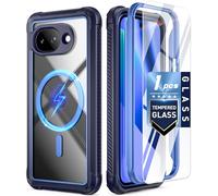 Poetic Guardian MagPro Case for Google Pixel 10A 5G, MagSafe Compatible | 20FT Mil-Grade Drop Tested | Tempered Glass Screen Protector, Full Body Shockproof Phone Case for Pixel 10A, Blue/Clear