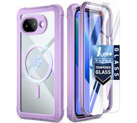Poetic Guardian MagPro Case for Google Pixel 10A 5G, MagSafe Compatible | 20FT Mil-Grade Drop Tested | Tempered Glass Screen Protector, Full Body Shockproof Phone Case for Pixel 10A, Purple/Clear