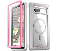 Poetic Guardian MagPro Case for Google Pixel 7A 5G, [Compatible with MagSafe][20 FT Mil-Grade Drop Tested], Built-in Screen Protector Work with Fingerprint ID, Full Body Hybrid Rugged Case, Pink/Clear