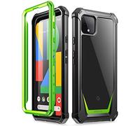 Poetic Guardian Series Case Designed for Google Pixel 4 5.7 inch (2019 Release), Full-Body Hybrid Shockproof Bumper Cover with Built-In-Screen Protector, Green/Clear