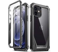Poetic Guardian Series Designed for Apple iPhone 12 / iPhone 12 Pro 6.1 Inch Case, Hybrid Full Body Protective Shockproof Cover with Built-in Screen Protector, Black/Clear