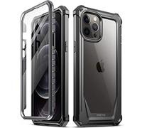 Poetic Guardian Series Designed for iPhone 12 Pro Max 6.7 inch Case, Full-Body Hybrid Reinforced Shockproof Protective Rugged Clear Bumper Cover Case with Built-in-Screen Protector, Black/Clear