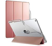 Poetic Lumos X Case Compatible with iPad 10.2 9th Generation (2021) / 8th Gen (2020) /7th Gen (2019) Case, Smart Cover with Pencil Holder, Flexible Back Clear TPU, Slim Fit Trifold Folio, RoseGold