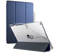 Poetic Lumos X Case Designed for iPad 10.2 9th Generation (2021) / 8th Gen (2020) /7th Gen (2019) Case, Smart Cover with Pencil Holder, Flexible Back Clear TPU, Slim Fit Trifold Folio, NavyBlue