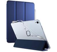 Poetic Lumos X Series Case Compatible with iPad Air 5 2022 / iPad Air 4 2020 10.9 inch, Smart Cover with Apple Pencil Holder, Flexible Soft Clear TPU Back, Slim Fit Trifold Stand Folio Front, Black