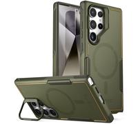Poetic Neon Case Compatible with Galaxy S24 Ultra 6.8", [Built-in Camera Stand] [Compatible with MagSafe], Dual Layer Rugged Slim Shockproof Protective Cover, Military Green