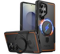 Poetic Neon MagPro Case for Samsung Galaxy S25 Ultra 5G, [Magnetic Ring Stand] Dual Layer Rugged Slim Shockproof Protective Cover, Orange