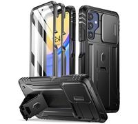 Poetic Revolution Case Compatible with Galaxy A15 5G,[Slide Camera Cover], Full-Body Military Grade Rugged Shockproof Cover with Kickstand and Built-in-Screen Protector, Black