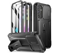 Poetic Revolution Case Compatible with Galaxy A35 5G, [Slide Camera Cover] [Screen Protector Works with Fingerprint ID] Military Grade Rugged Shockproof Phone Case with Kickstand, Black