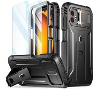 Poetic Revolution Case Compatible with Galaxy XCover 7 Pro 5G, [Slide Camera Cover], [20FT Mil-Grade Drop Tested], Full-Body Military Grade Rugged Dual-Layer Shockproof Cover with Kickstand, Black