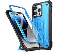 POETIC Revolution Case Compatible with iPhone 14 Pro Max 6.7 inch (2022 Release), Full-Body Rugged Shockproof Heavy Duty Protective Cover with Kickstand and Built-in Screen Protector, Light Blue
