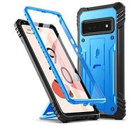 Poetic Revolution Case Compatible with Pixel 6 Pro 5G, Full Body Rugged Shockproof Protective Cover Case with Kickstand, Built-in Screen Protector Work with Fingerprint ID, Blue