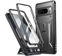 Poetic Revolution Case Compatible with Pixel 8 Pro 5G, Full Body Rugged Shockproof Protective Cover Case with Kickstand, Built-in Screen Protector Work with Fingerprint ID, Black