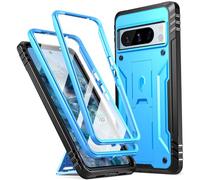 Poetic Revolution Case Compatible with Pixel 8 Pro 5G, Full Body Rugged Shockproof Protective Cover Case with Kickstand, Built-in Screen Protector Work with Fingerprint ID, Light Blue
