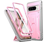 Poetic Revolution Case Compatible with Pixel 8 Pro 5G, Full Body Rugged Shockproof Protective Cover Case with Kickstand, Built-in Screen Protector Work with Fingerprint ID, Light Pink