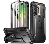 Poetic Revolution Case for Samsung Galaxy A56 5G,[Slide Camera Cover],[20FT Mil-Grade Drop Tested], Full-Body Rugged Shockproof Cover with Kickstand and Built-in-Screen Protector, Black