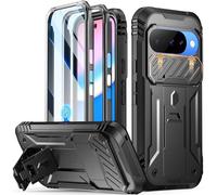Poetic Revolution Case for Google Pixel 10/10 Pro 5G, [Slide Camera Cover], Built-in Screen Protector [Work with Fingerprint ID], [2 Front Frame] Full Body Rugged Shockproof Case with Kickstand, Black