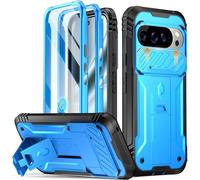 Poetic Revolution Case for Google Pixel 10 Pro XL 5G, [Slide Camera Cover], Built-in Screen Protector [Work with Fingerprint ID], [2 Front Frame] Full Body Shockproof Case with Kickstand, Light Blue