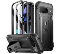 Poetic Revolution Case for Google Pixel 9/9 Pro 5G, Built-in Screen Protector Work with Fingerprint ID, Full Body Military Grade Rugged Shockproof Protective Cover Case with Kickstand, Black