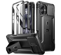 Poetic Revolution Case for iPhone 16 Plus 6.7 inch, [Slide Camera Cover], Full-Body Military Grade Rugged Shockproof Cover with Kickstand and Built-in-Screen Protector, Black
