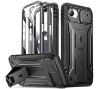 Poetic Revolution Case for iPhone 16e 6.1 inch, [Slide Camera Cover], Full-Body Military Grade Rugged Shockproof Cover with Kickstand and Built-in-Screen Protector, Black